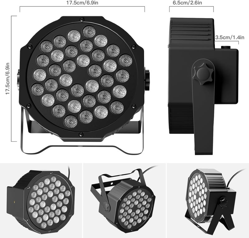 UKing LED Par Lights DJ Stage Light Corded RGB 36 LED with Sound Activated Control DJ Uplighting for Wedding Party Club Christmas Stage Lighting (2 Packs) - Image 5